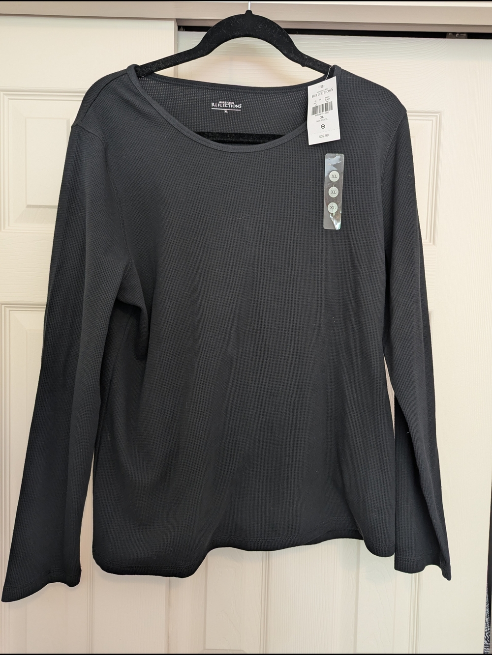 Northern Reflections Women’s Black Long-Sleeve Waffle Knit Top - XL NWT